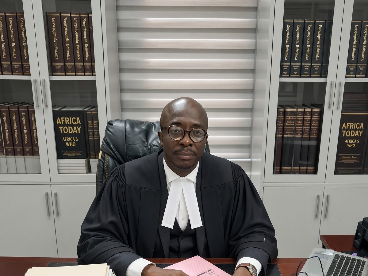 Maître Sylvain Oum Enonchong à son bureau, au cabinet à Akwa, Douala